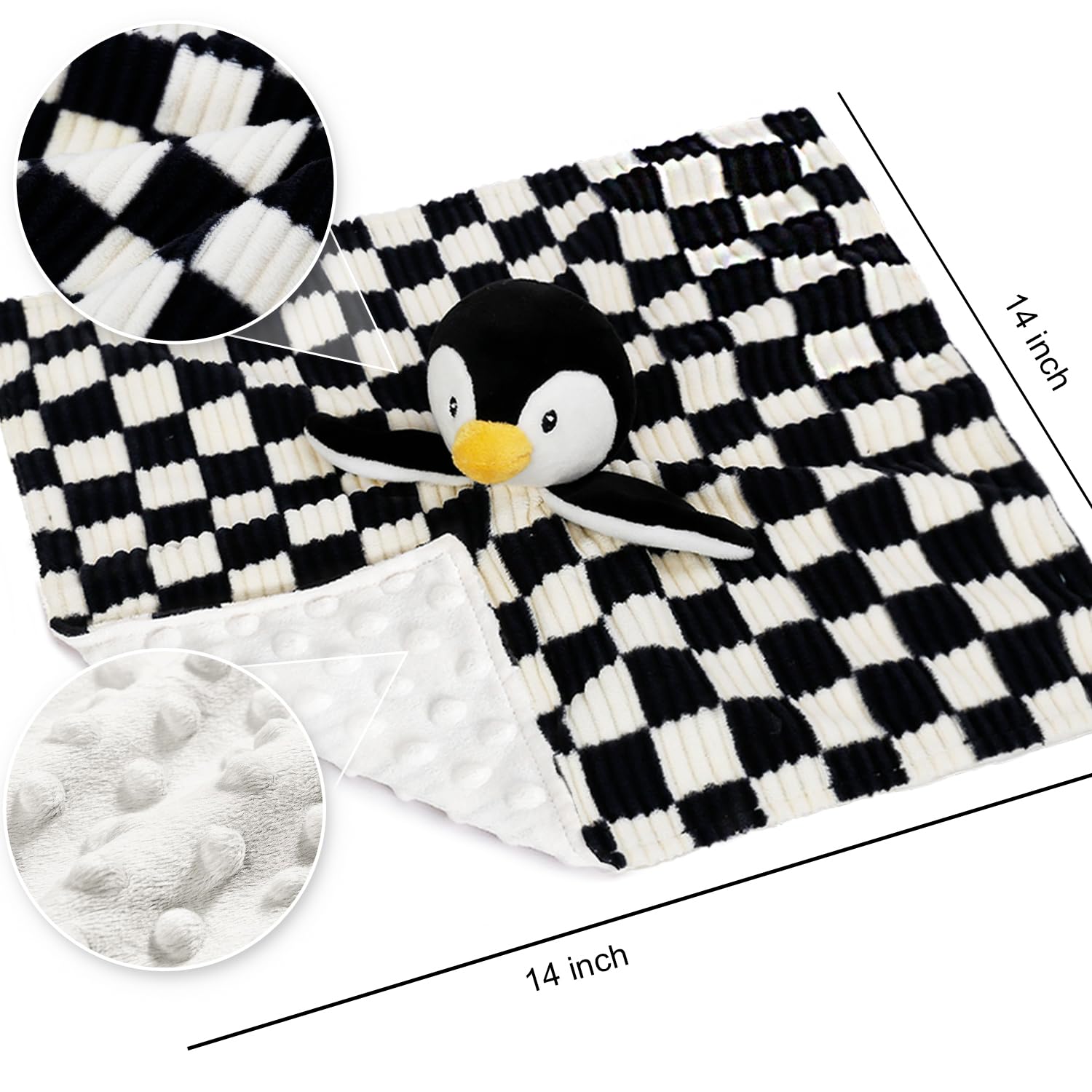 BEILIMU penguin lovey blanket embroidered eyes provide a baby-safe, friendly look.