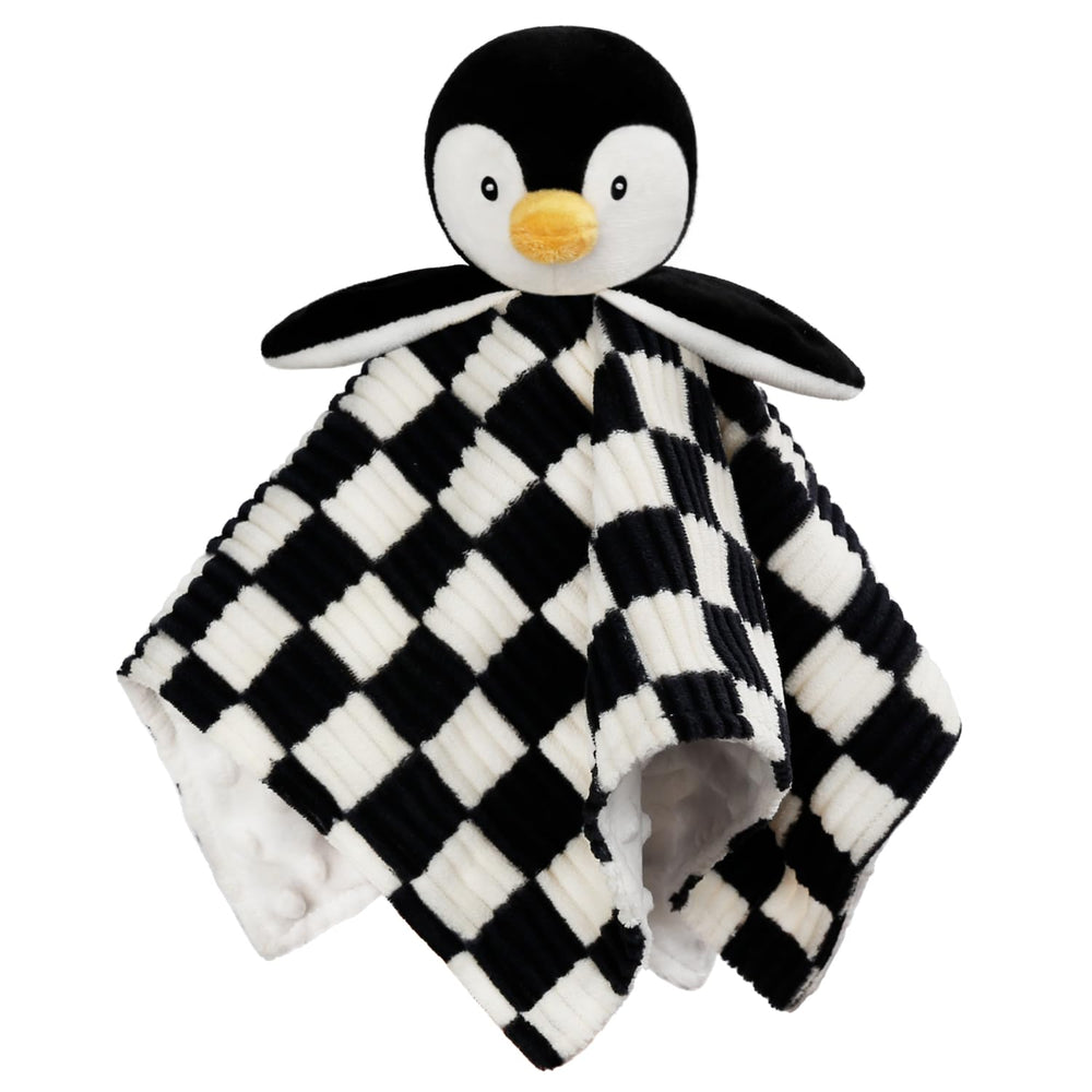 BEILIMU penguin lovey blanket front view 14 inch offers soothing security during naps.