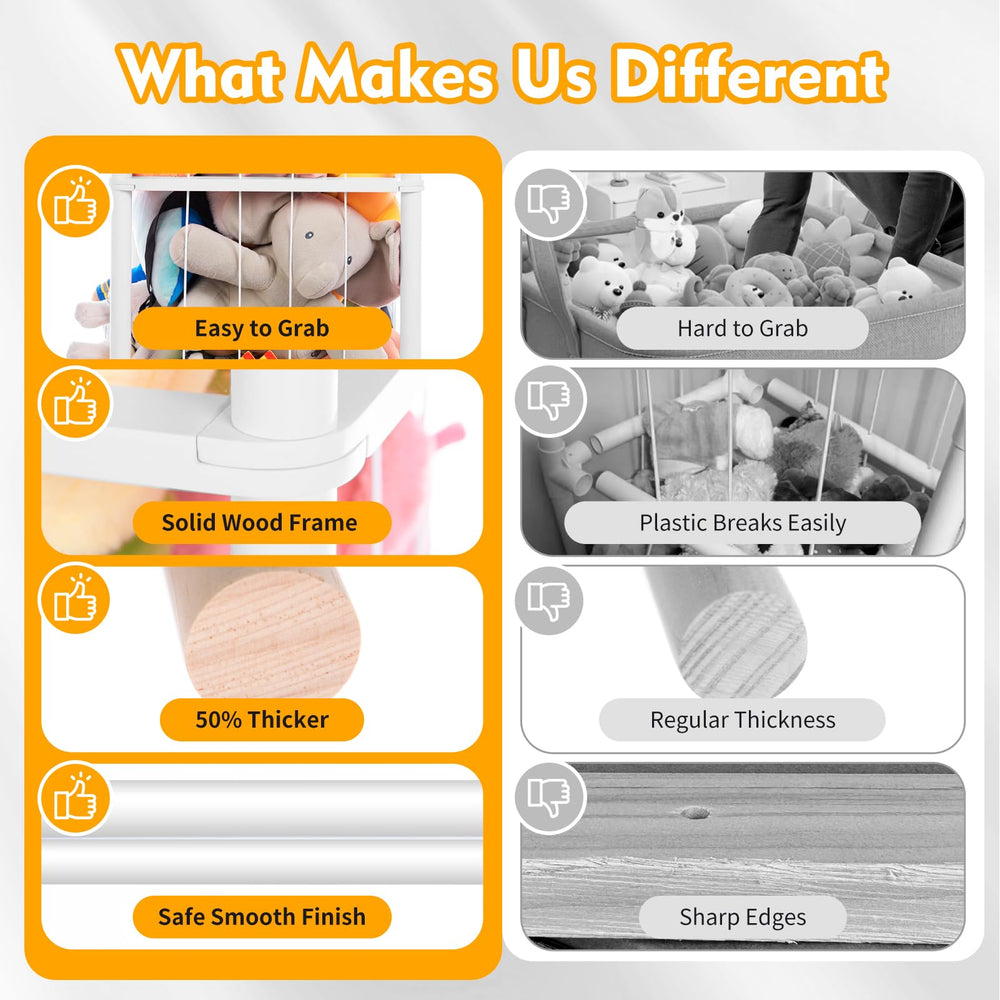 BEINGMATE Care heavy-duty wood construction ensures sturdy toy storage