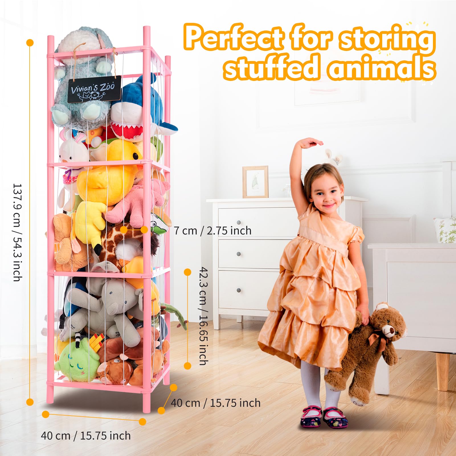 BEINGMATE Care wooden stuffed animal zoo organizes plush friends safely on a sturdy display