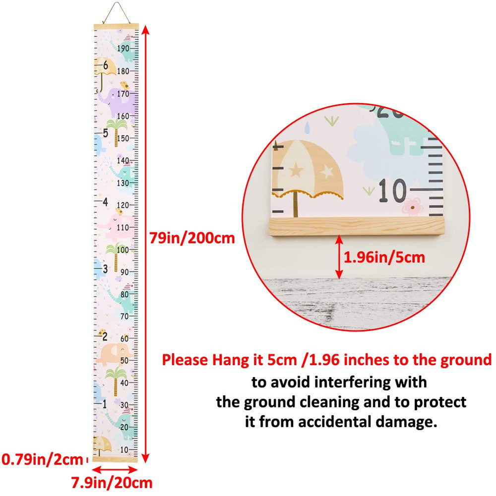 Beinou growth chart hangs with floor clearance for easy cleaning.
