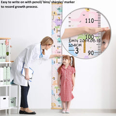 Beinou wall height chart closeup showing durable canvas and smooth wood.