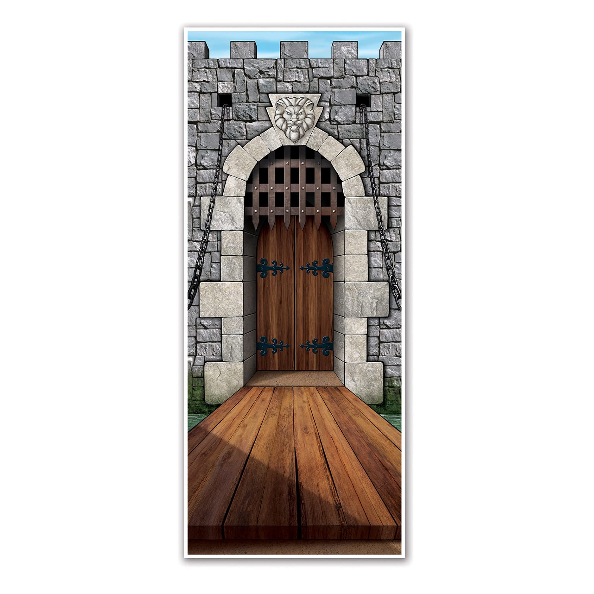 Beistle Castle Gate Door Cover creates a regal backdrop for themed parties