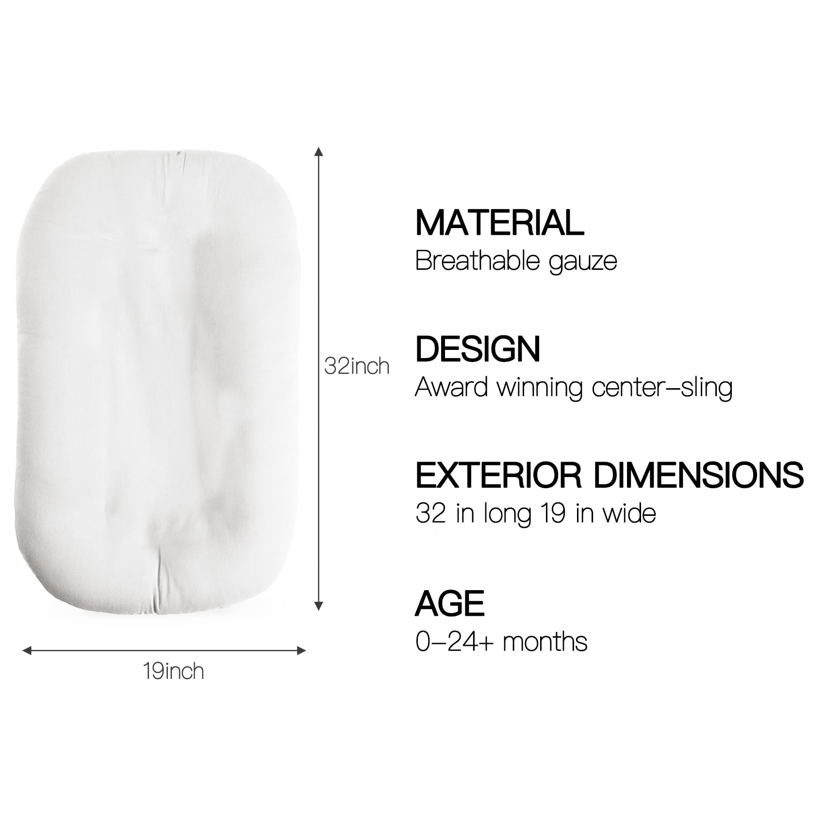 Beisurznga baby lounger suitable for 0-24 months in use.