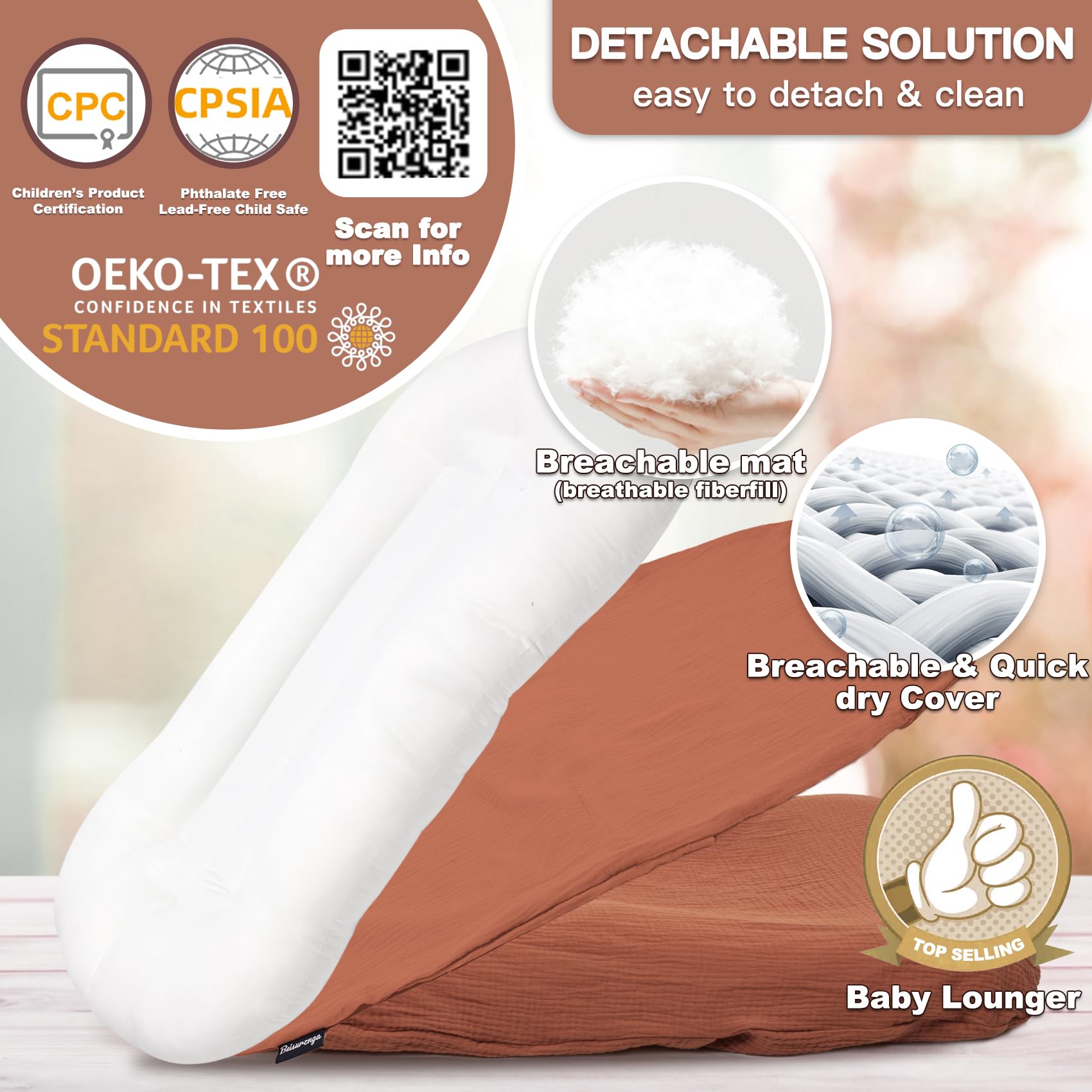 Beisurznga lounger sized 32x19x4-5 inches provides a roomy supervised tummy time area.