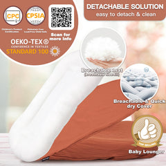 Beisurznga lounger sized 32x19x4-5 inches provides a roomy supervised tummy time area.