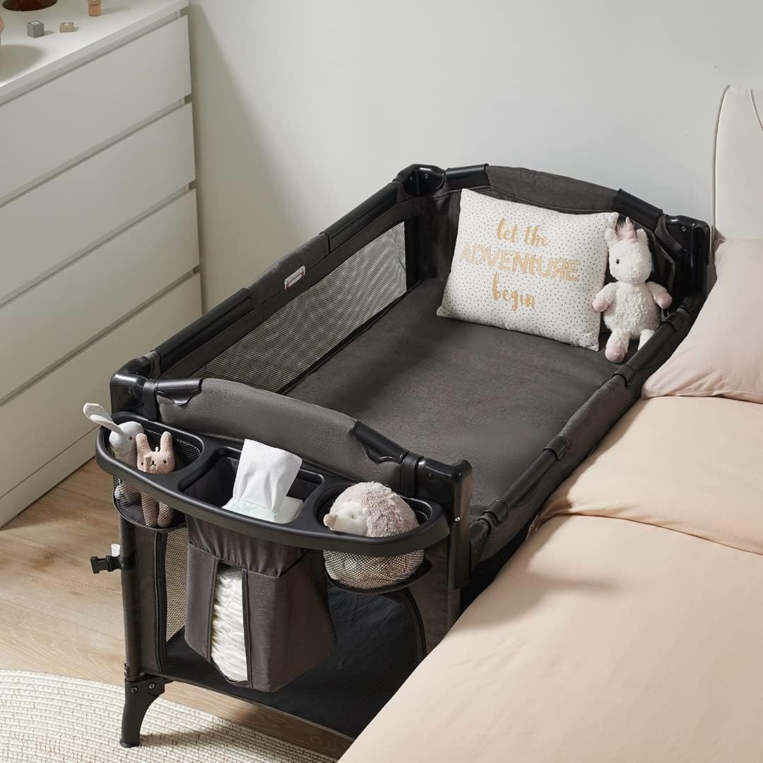 BEKA 4-in-1 bassinet bedside sleeper with retractable side for easy night care