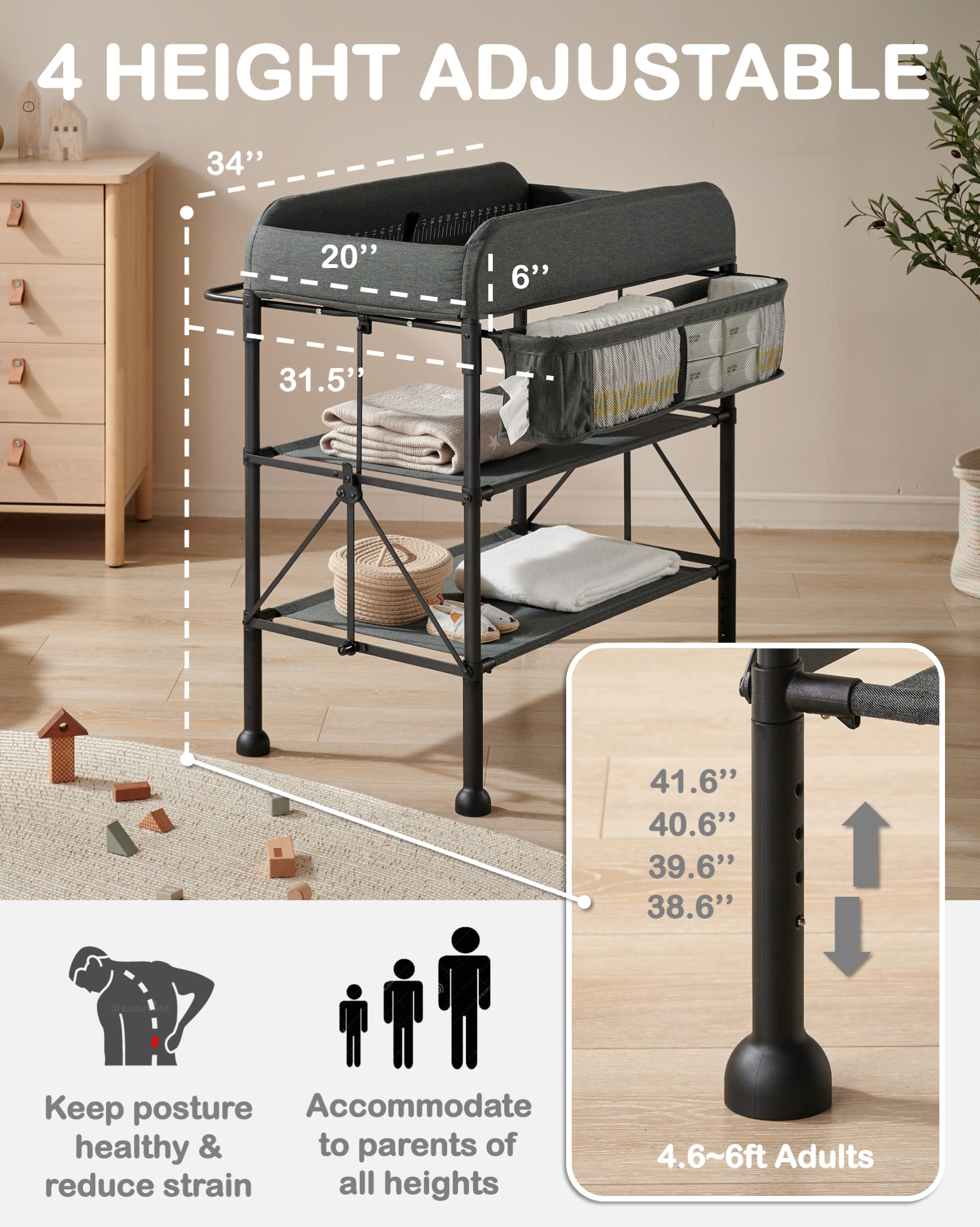 BEKA changing table with adjustable height for ergonomic diaper changes