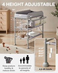 BEKA height-adjustable changing table with four levels for caregiver comfort.