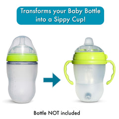 Ergonomic bottle handles aid small hands to grip independently