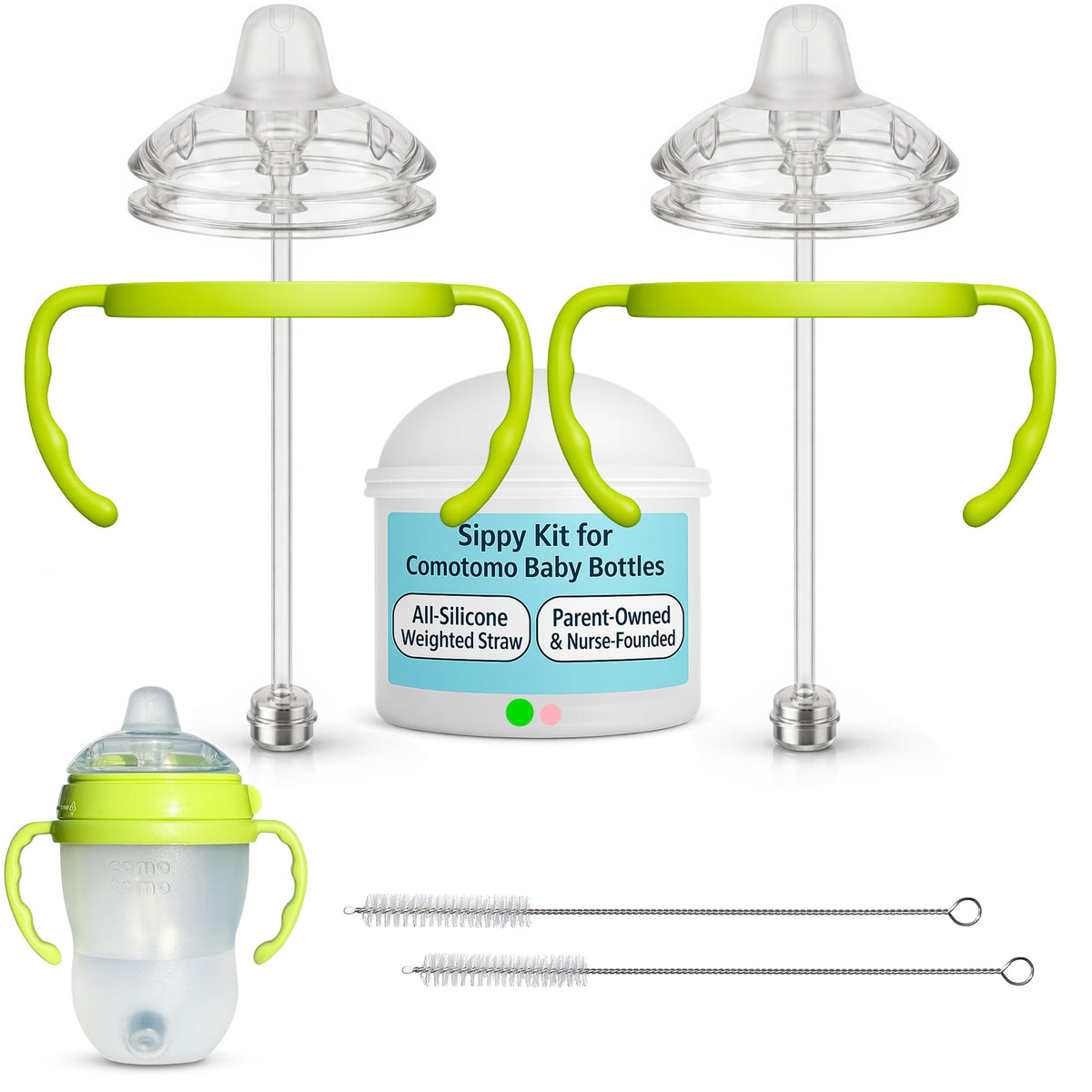 BelBeyo sippy kit with Comotomo bottle for seamless transition