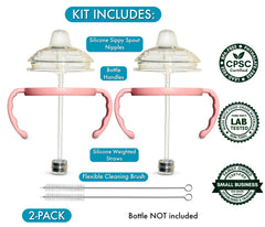 BelBeyo Sippy Kit all-silicone-straw demonstrates safer sipping from any angle.