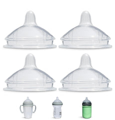 BelBeyo sippy spout nipples on Haakaa and Mason bottles enable easy transition to cups.