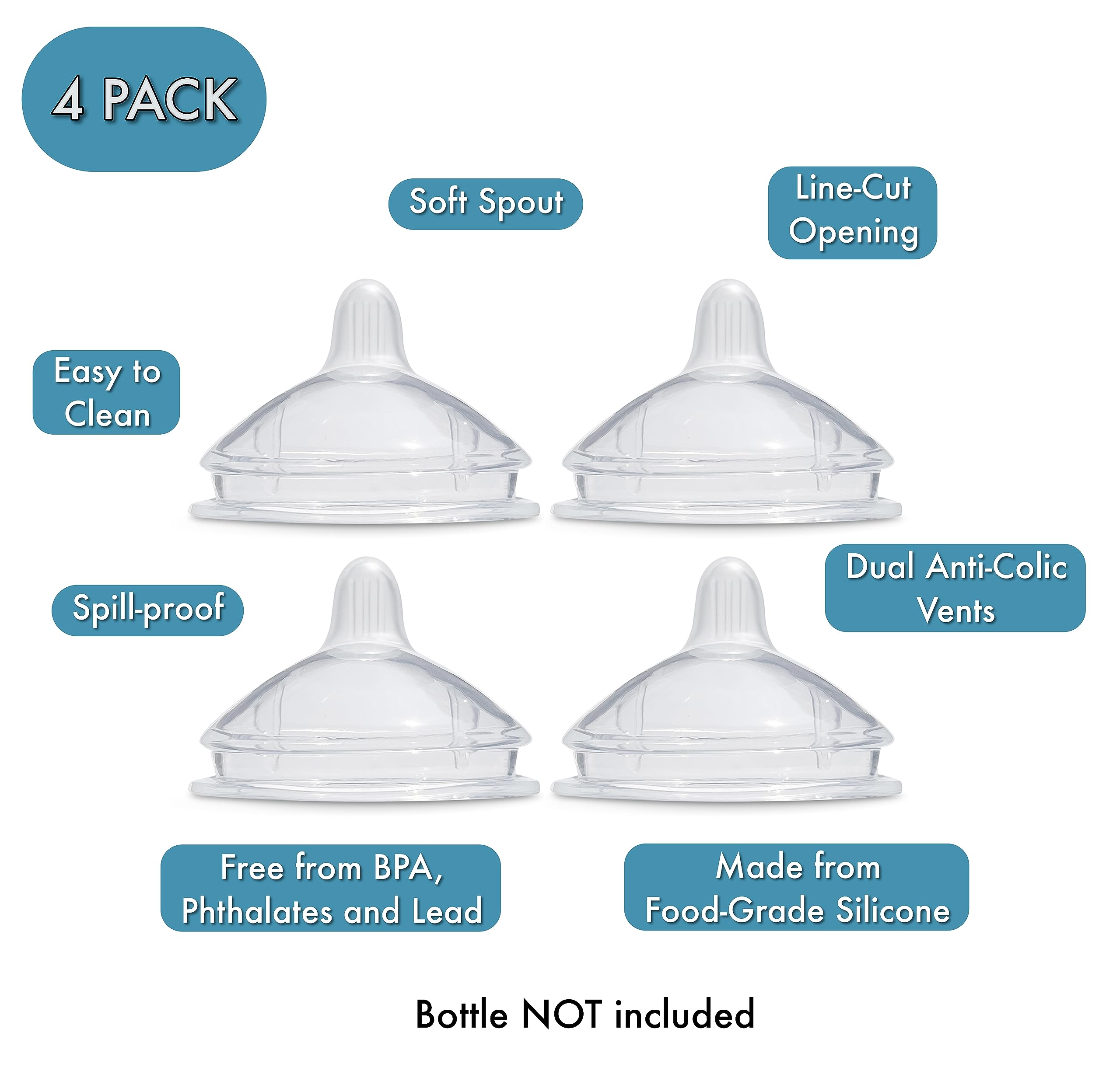 BelBeyo soft-spout nipples provide gentle sipping for baby gums.