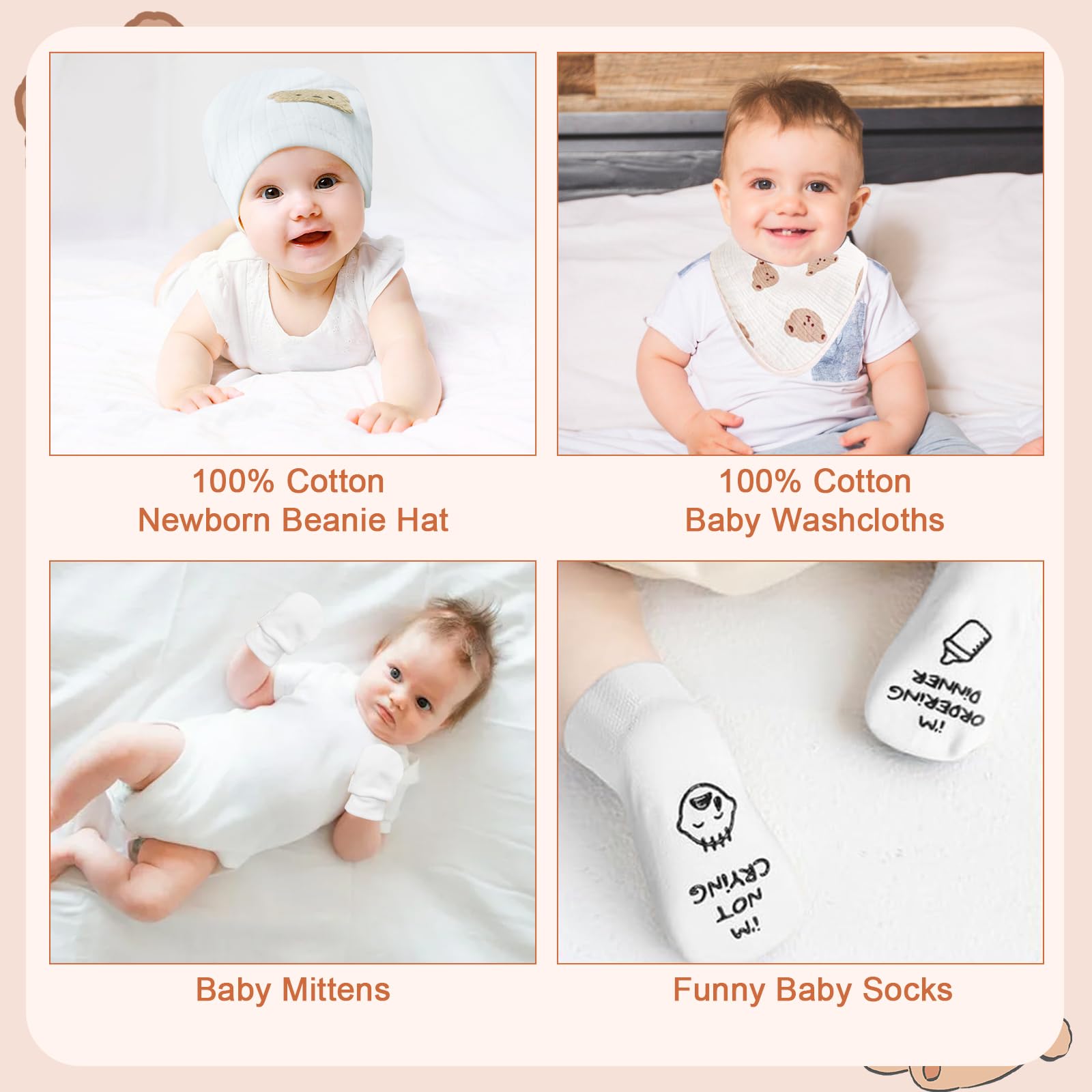 BELIVIUM newborn gifts set: funny socks add playful charm to baby outfits.