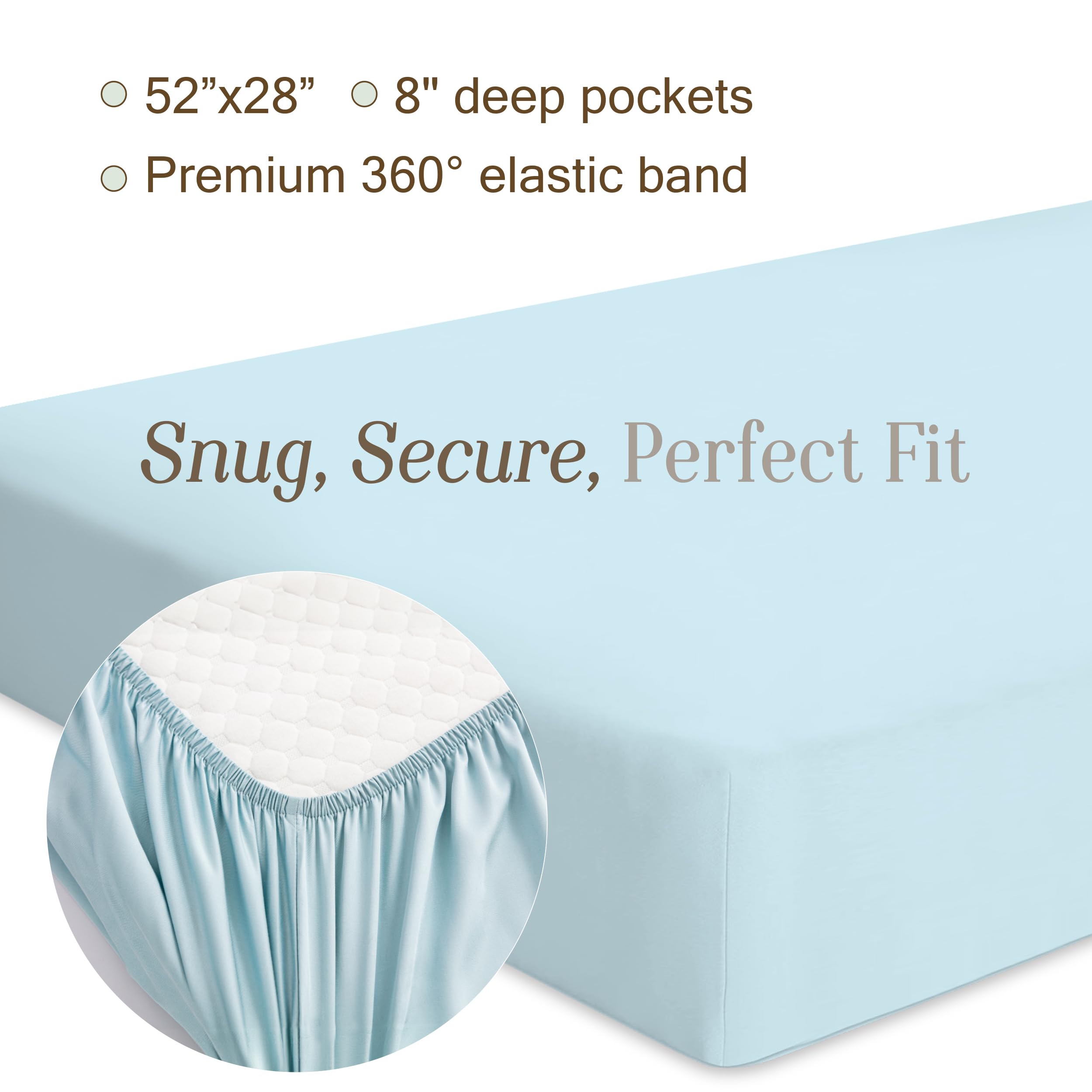 Bella Coterie crib sheet on toddler bed setup, demonstrating versatile sizing possibilities.