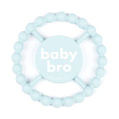 Bella Tunno Baby Bro teether: 4.5-inch round silicone for easy grasping.