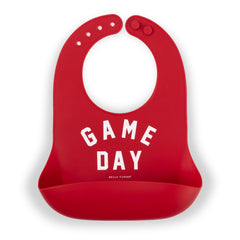 Bella Tunno Game Day silicone bib front view with large food catcher