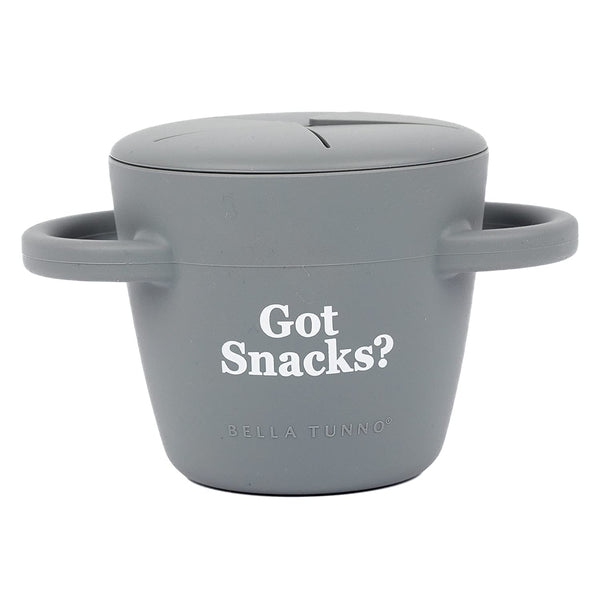 Bella Tunno Got Snacks snack cup with soft silicone flaps for mess-free snacking.
