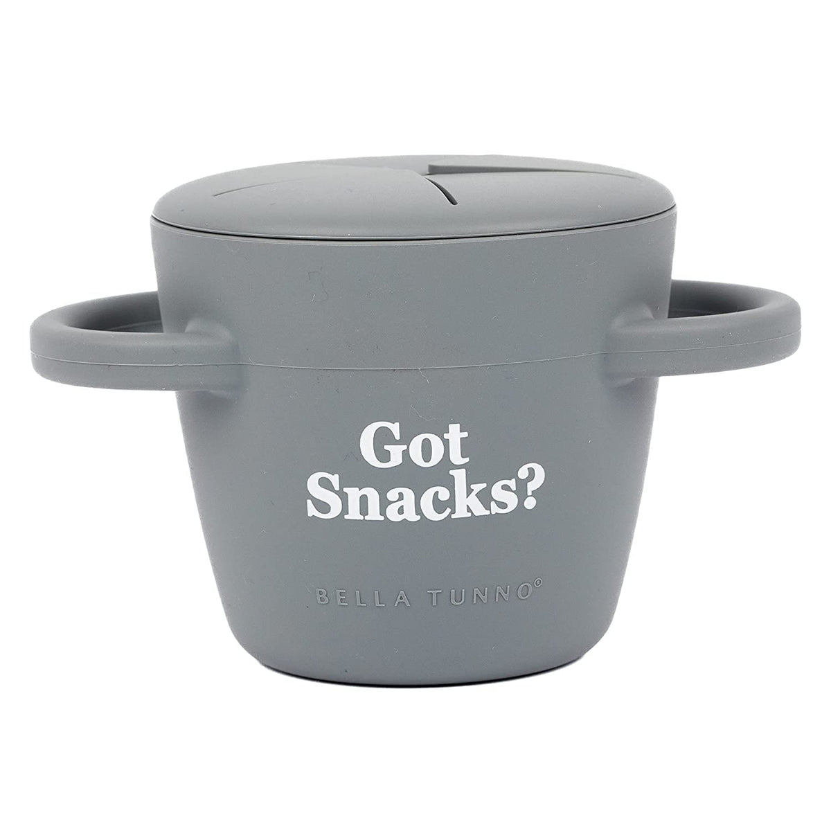 Bella Tunno Got Snacks snack cup with soft silicone flaps for mess-free snacking.
