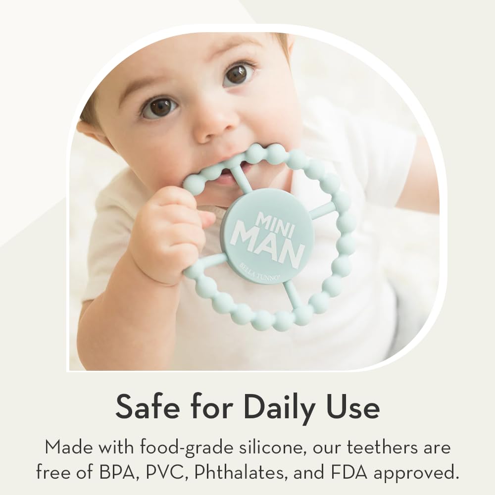 Bella Tunno Little Dude teether is freezer-friendly for extra cool relief.