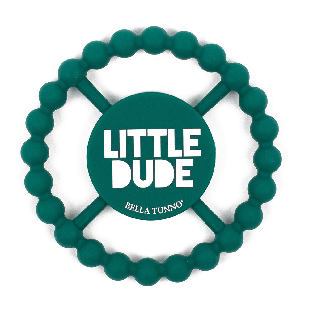 Bella Tunno Little Dude teether with round beads for easy grip and soothing gums.