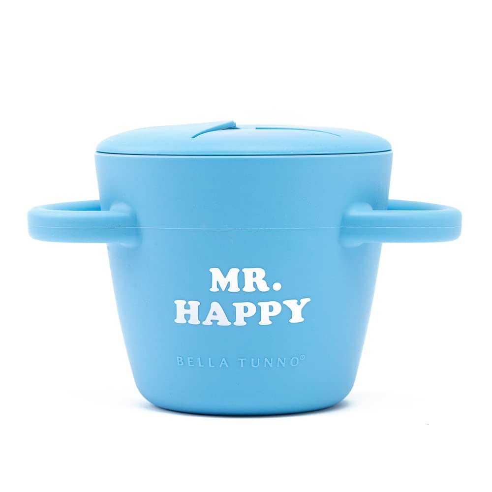 Bella Tunno Mr. Happy Snack Cup with lid for spill-free snacking on the go