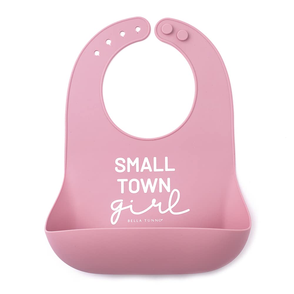 Bella Tunno Small Town Girl bib worn by baby for mess-free meals