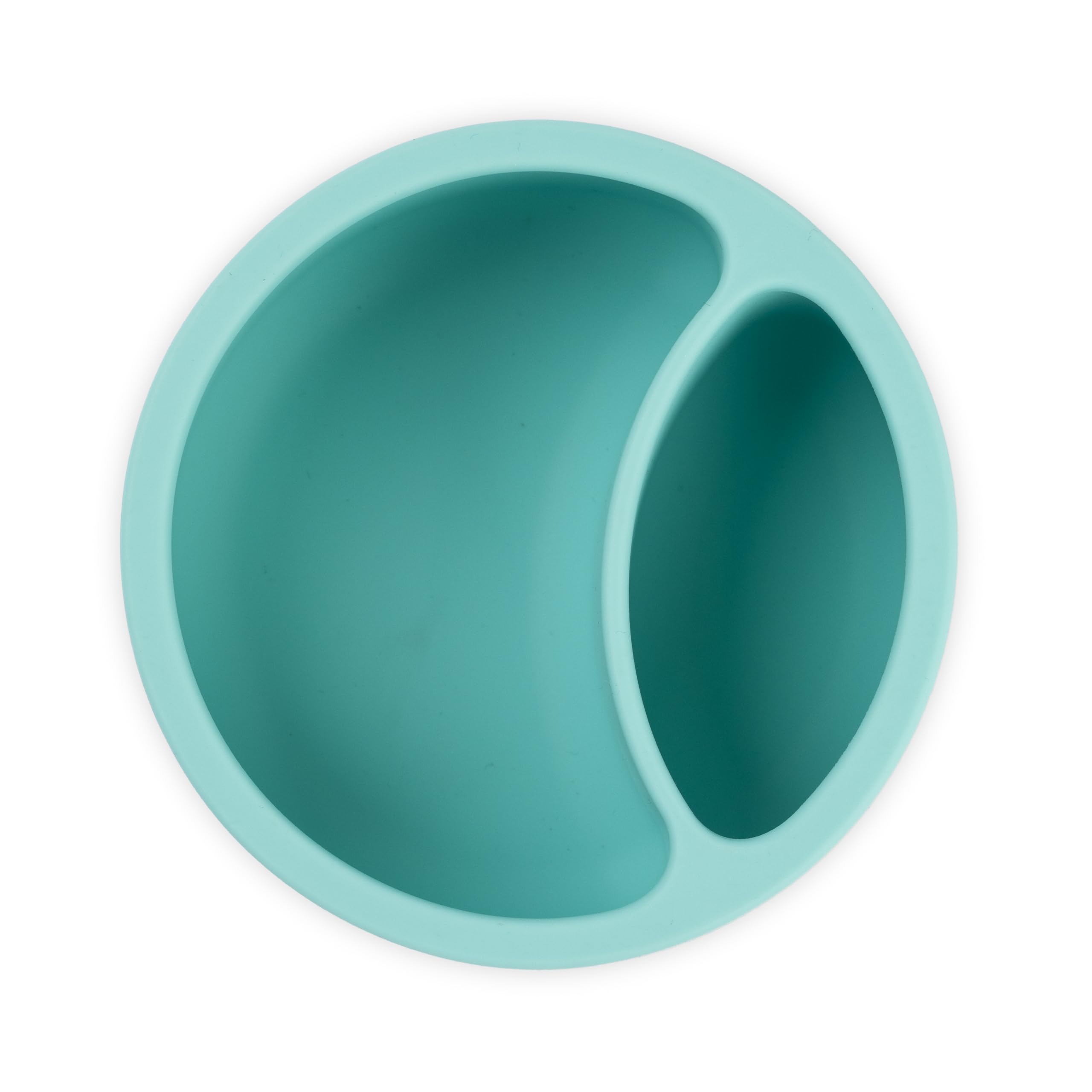 The suction base of Bella Tunno bowl secures it to a highchair tray.