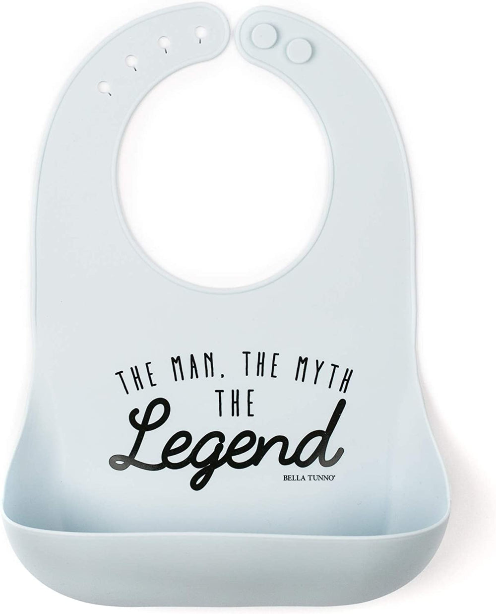 Bella Tunno Wonder Bib front view legend, waterproof silicone for mess-free meals