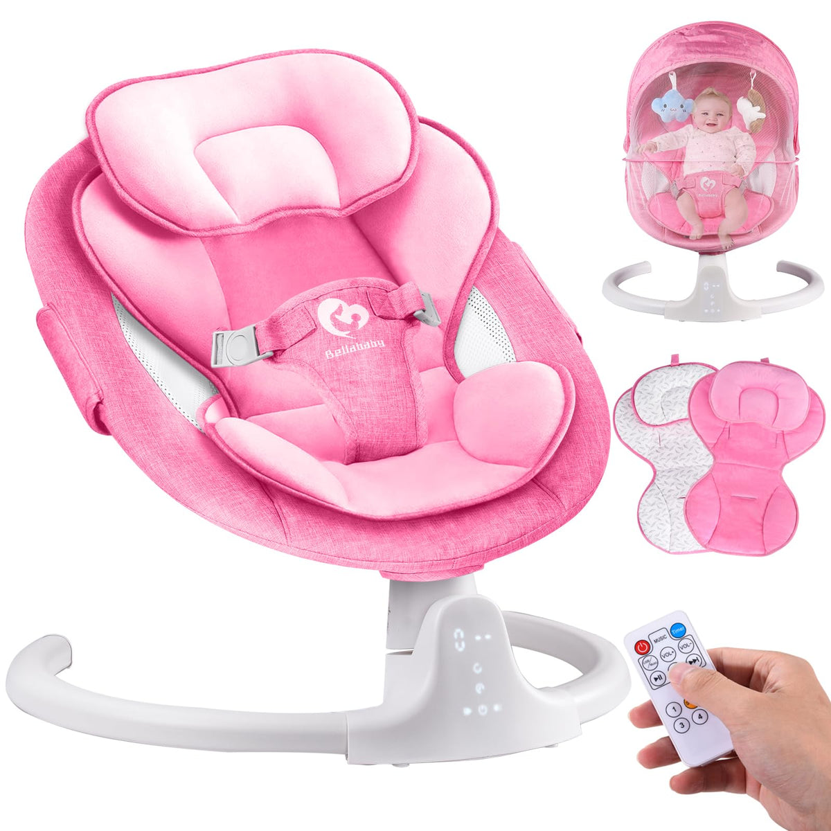 Bellababy Bluetooth baby swing compact details portable and space-saving for homes or travel