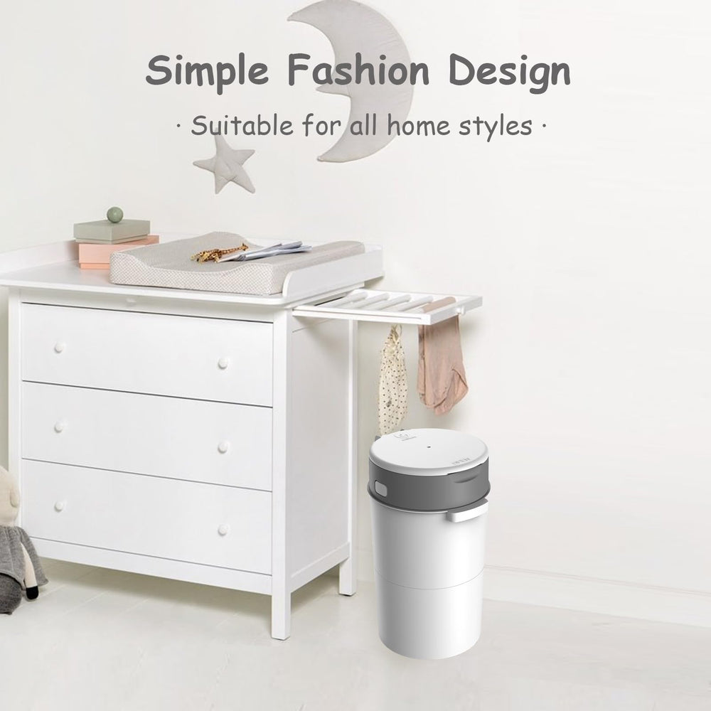 Bellababy Diaper Bin shows 360° rotate handle for easy, mess-free disposal.