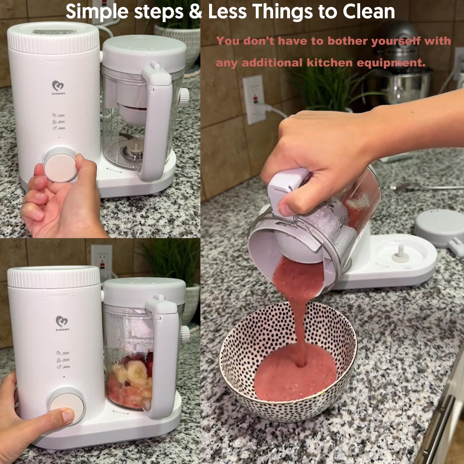 Bellababy removable blade cleans easily after blending fruits and vegetables.