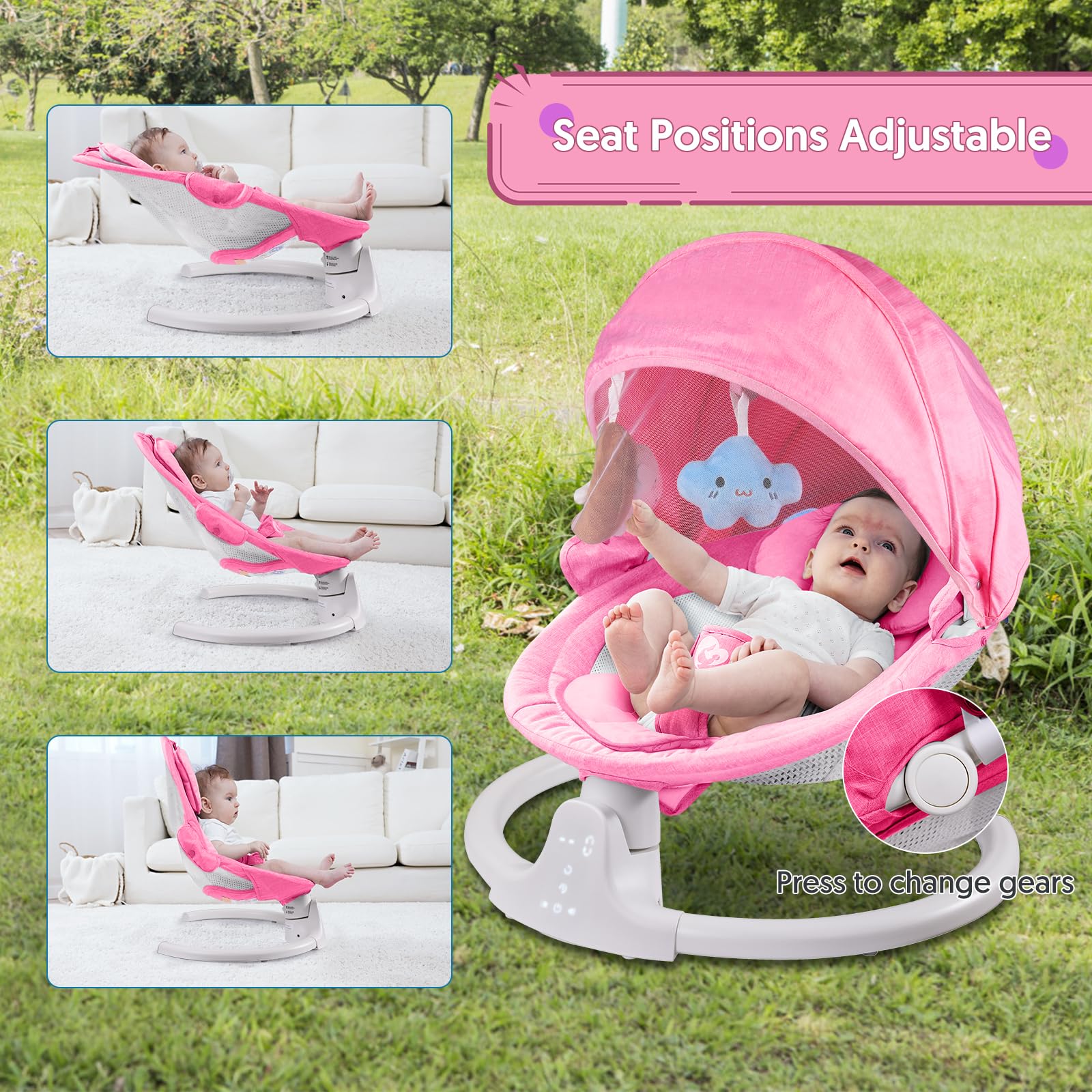 Bellababy USB plug-in power powering the swing for uninterrupted use