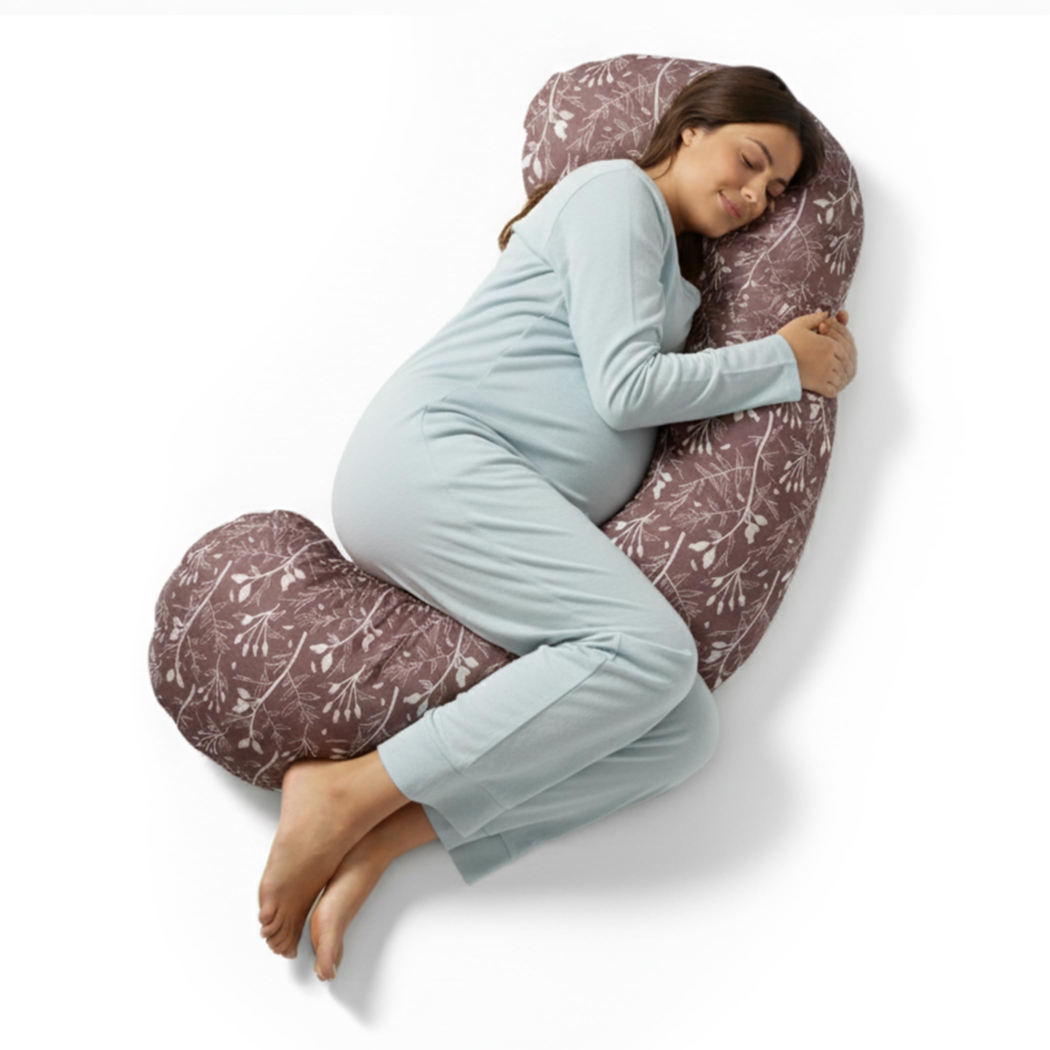 BellaMoon C-Shaped Pregnancy Pillow full-length side sleeping support.