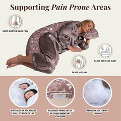 BellaMoon C-Shaped Pillow supports back and hips for pregnancy comfort.