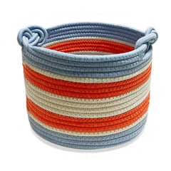 Bellar small rope basket flatlay with rainbow weave for stylish organization