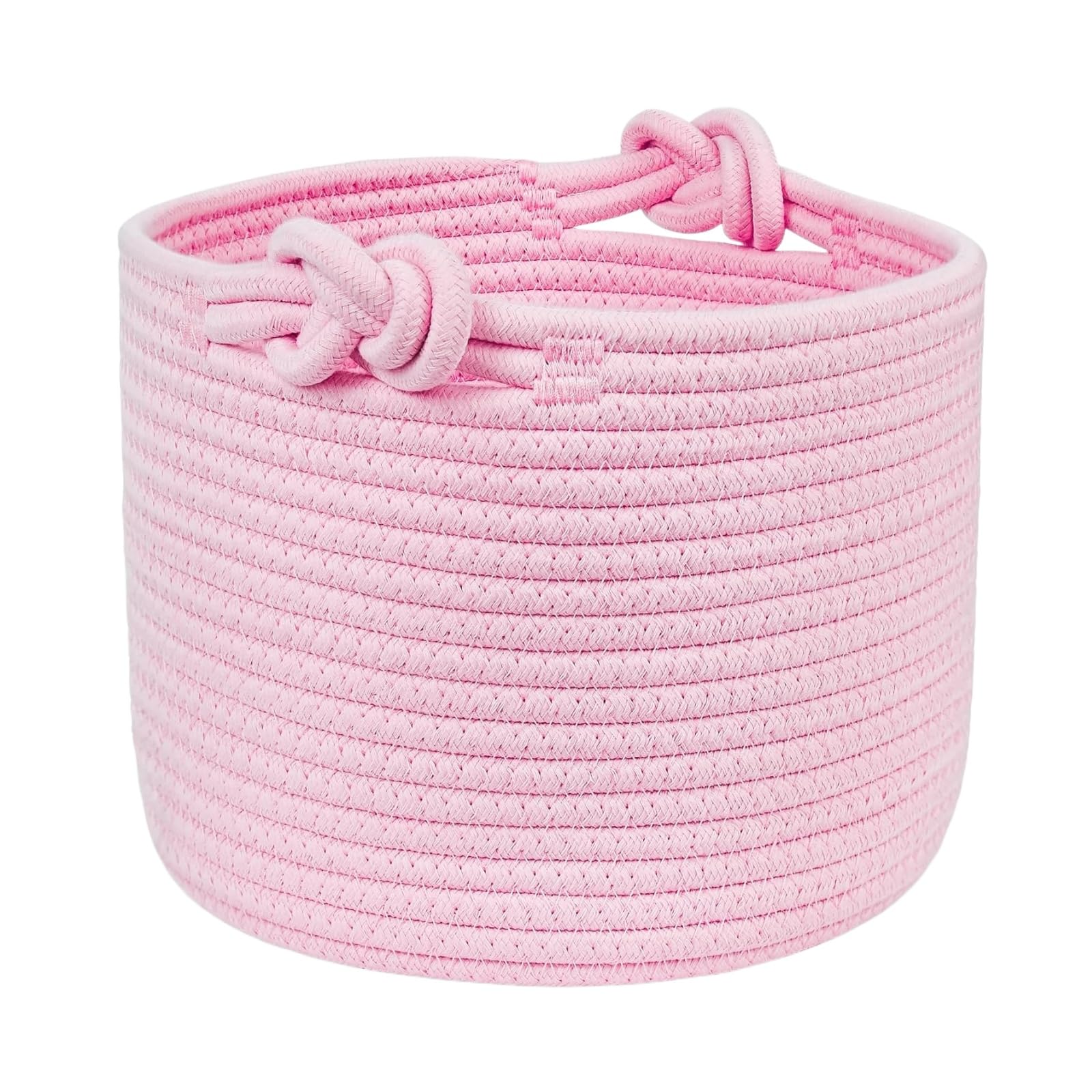 Bellar small rope basket pink close-up shows soft texture for gentle storage.