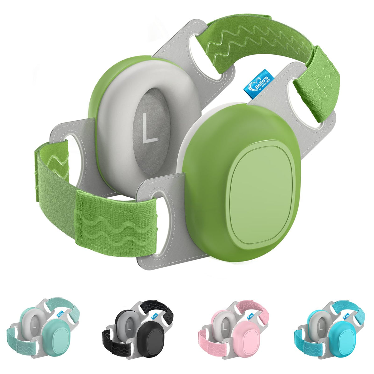 Bella's Friends 24dB noise-cancelling baby ear muffs protect delicate hearing in loud environments.
