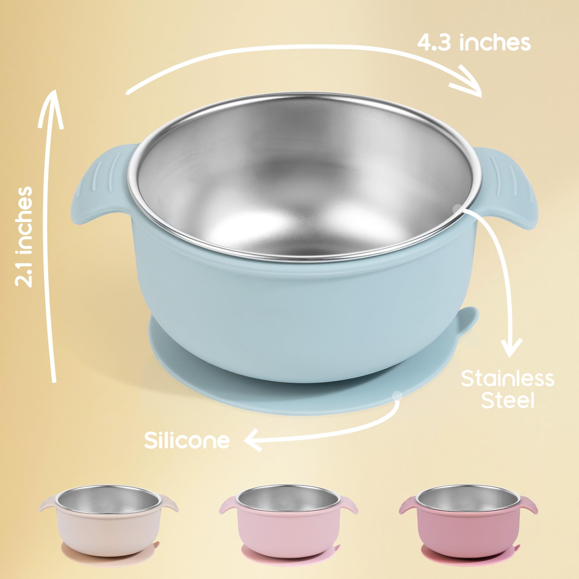 Bella's Friends 4.3 inch bowls in light pink beige support self-feeding in high chairs.