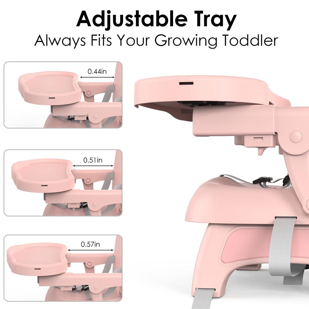 Bella’s Friends booster seat with adjustable tray positions.