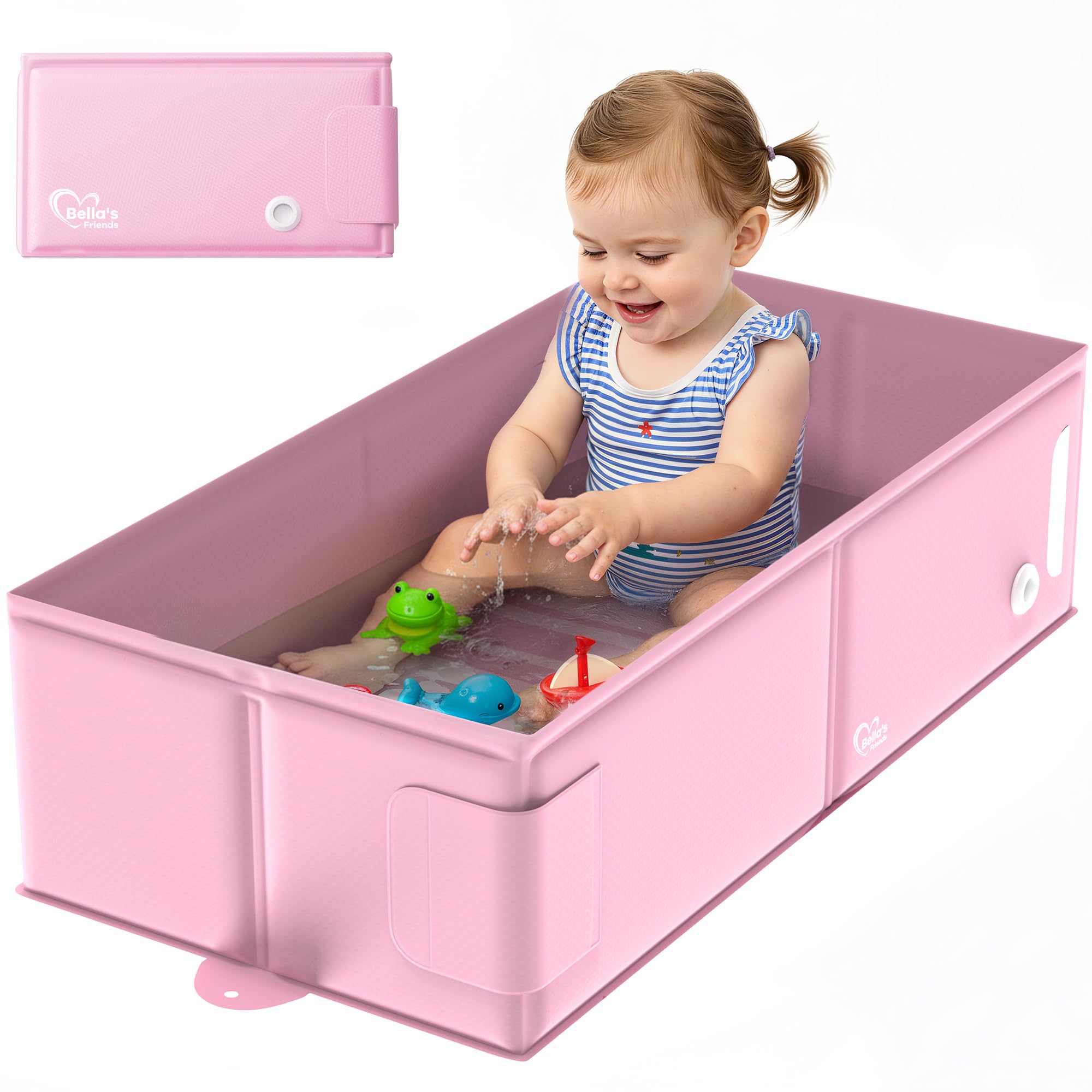 Bella's Friends bath tub folded-flat offers easy storage and quick setup.