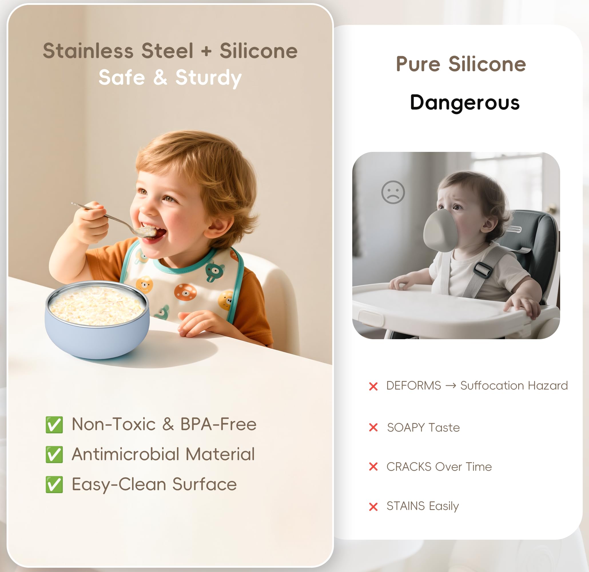 Bella's Friends bowl with non-slip base prevents spills during meals.