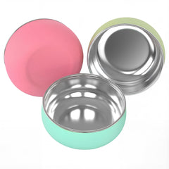 Bella's Friends stainless steel bowls with silicone sleeve reduce slips for calmer meals.