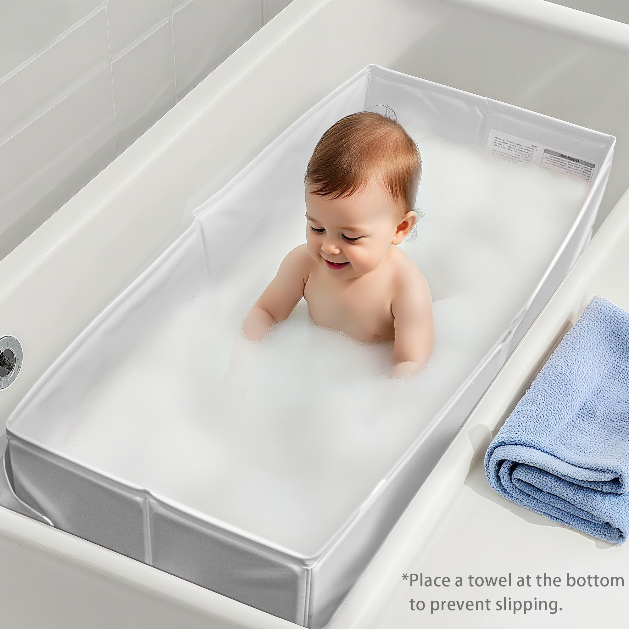 Bella's Friends baby collapsible tub with slip-resistant base for stable bathing.