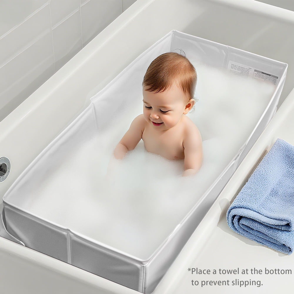 Bella's Friends baby collapsible tub with slip-resistant base for stable bathing.