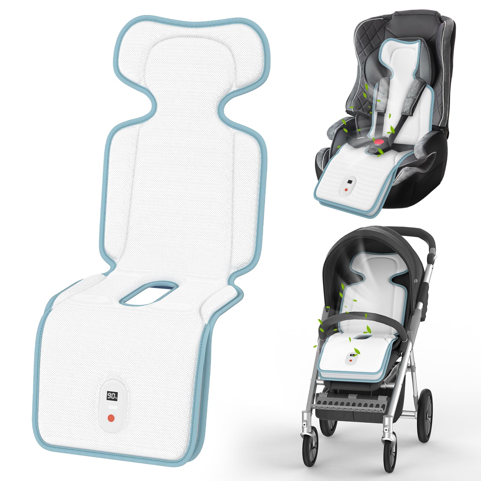 Bella's Friends cooling pad on a stroller setup for on the go comfort.