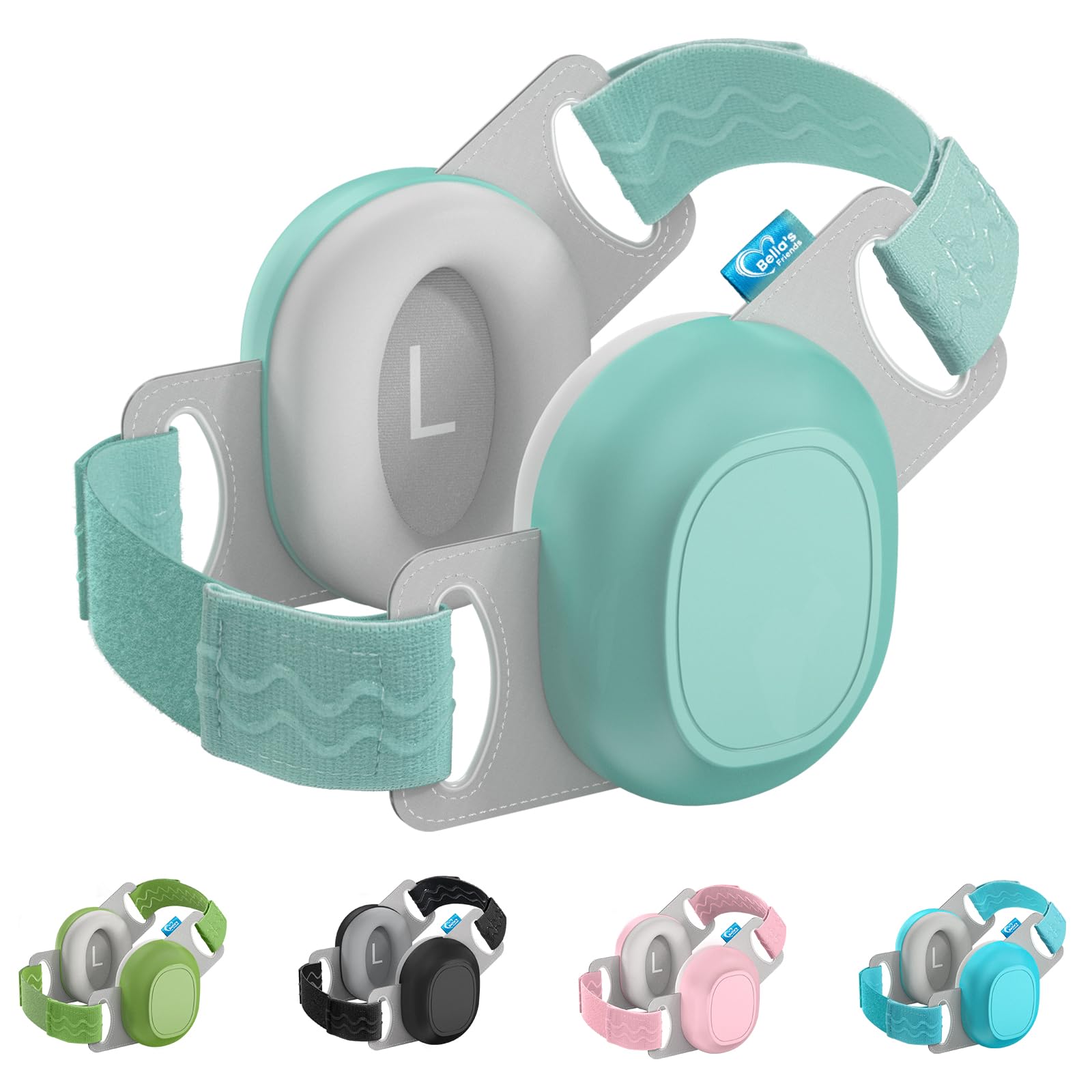 Bella's Friends Baby Ear Protection 24dB foam padding minimizes loud noise for infants