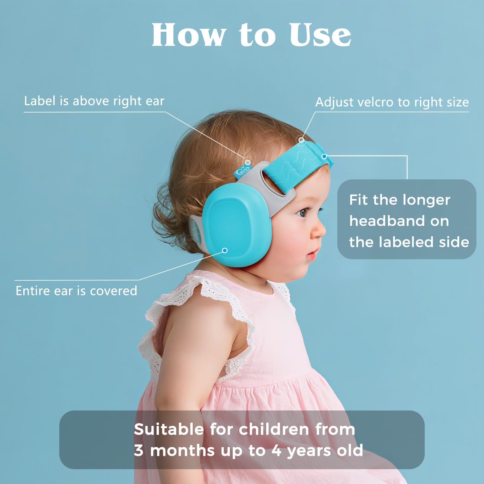 Bella's Friends blue baby ear protection, gift-ready packaging for new parents.