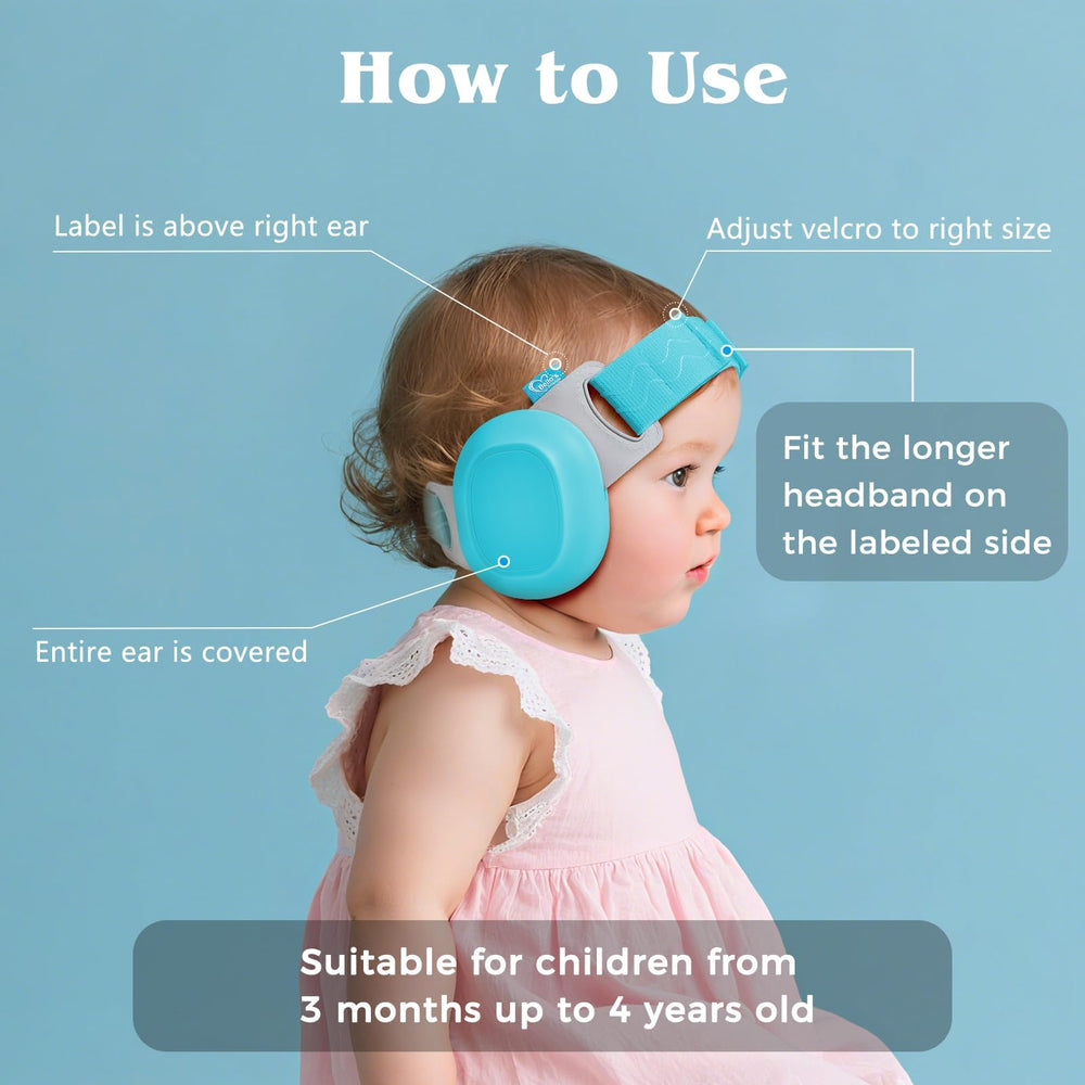 Bella's Friends blue baby ear protection, gift-ready packaging for new parents.